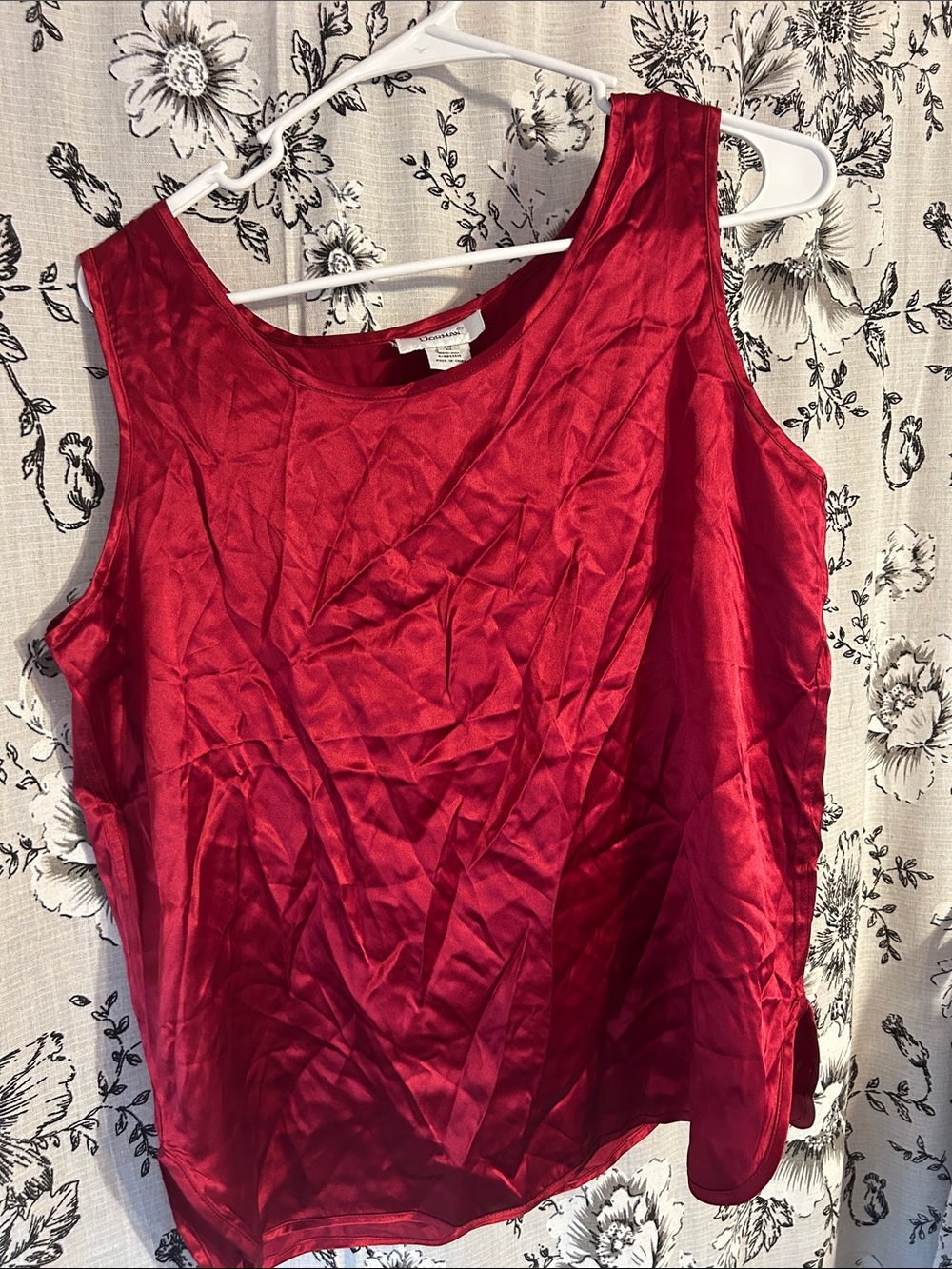 Satin Sleeveless Red Tank